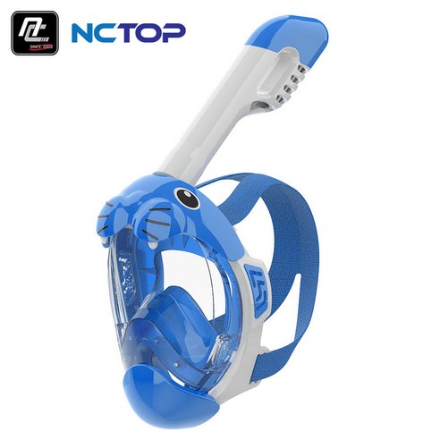 NCTOP 어린이 스노쿨링마스크 물총 상어 귀여운 동물 캐릭터 KC인증, 바다코끼리 블루 (버클형)