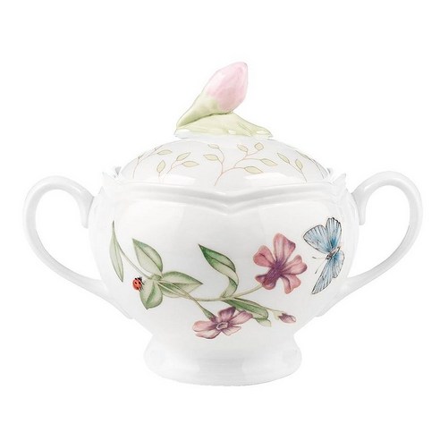 Lenox Butterfly Meadow Kitchen 3 Piece 미니 Bowl Set Multi 1.70 LB, Sugar Bowl with Lid