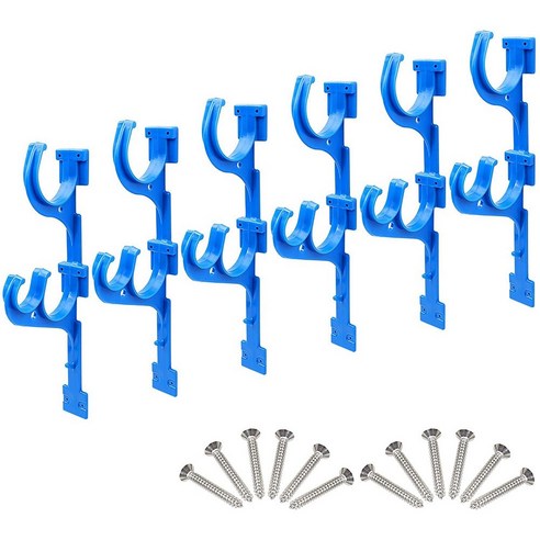 Retemporel 풀 폴 걸이 플라스틱 홀더 세트 나사가있는 수영장 정원 도구에 대한 완벽한 후크 신축 기둥, 1개, 파란색