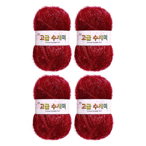 울클럽 별꽃수세미 DIY 고급수세미실 4볼세트 + 동영상제공, 103진한레드