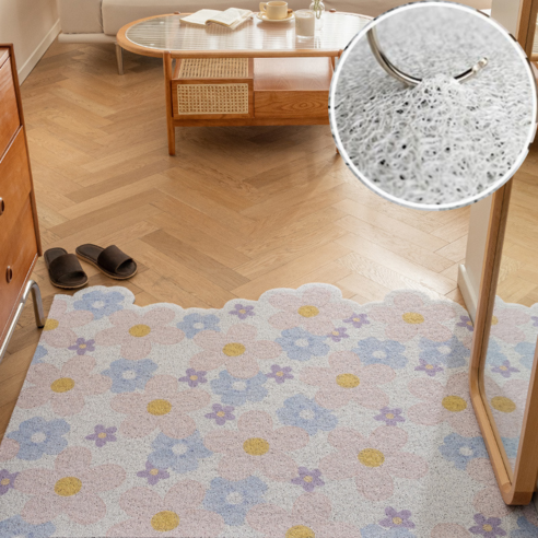 키미블랑 잘라쓰는 플라워패턴 현관 코일 매트 60x90 cm, 알록달록꽃, 1개