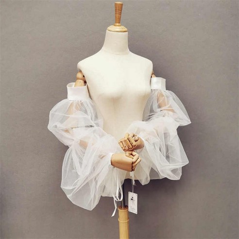 [웨딩나우ㅣ강추] 망사 웨딩 벌룬 페어리 롱 탈부착 퍼프 소프트 웨딩볼레로 [WeddingNOWㅣ추천]