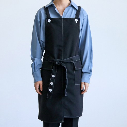 앞치마 맞춤 프린트 주방 베이킹 가정용 남녀 꽃집 작업복, 검정색