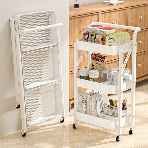 2단트롤리 주방 미용실 미니 트롤리 이동식 접이식, C