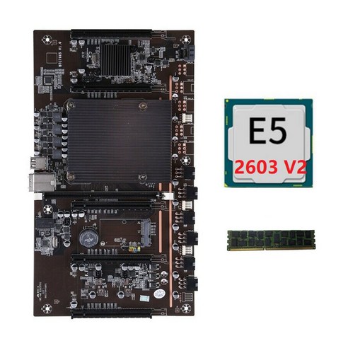 AFBEST X79 H61 BTC 마이닝 마더보드 E5 2603 V2 CPU + RECC 4G DDR3 메모리 LGA 2011 지원 3060 3080 그래픽 카드, 검은 색