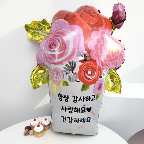 어버이날 스승의날 카네이션 꽃 풍선 머리띠, 1.대형 꽃다발 풍선