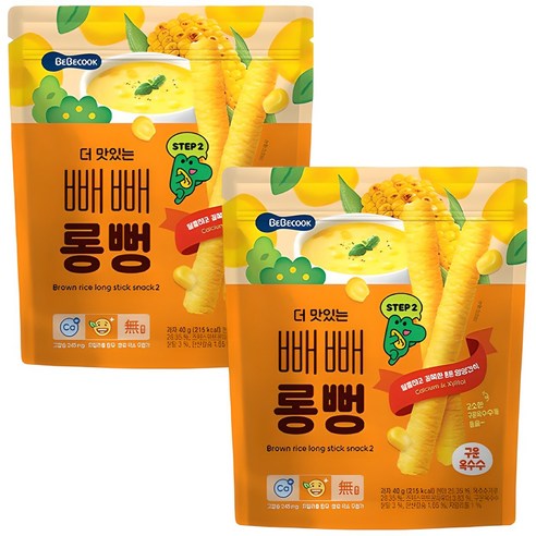 베베쿡 더 맛있는 빼빼롱뻥 40g × 구운옥수수 × 2개, 개당 중량 × 맛 × 수량 섬네일