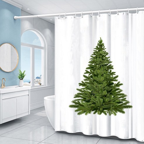 크리스마스 트리 샤워 커튼 세트 고품격 심플라인, 01, 90cm*180cm 단일 조각