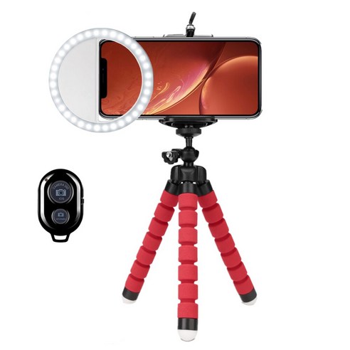 YJQ Selfie 링 라이트 라운드 링 램프 Ringlight 삼각대와 휴대 전화 플래시 라이트 Led 36 휴대용 클립 아이폰 Xiaomi 사진, WithRedTripod