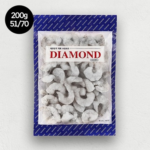 [다이아몬드새우] 냉동 생새우살IQF 200g 51/70사이즈 x 2팩 (총 70마리 내외), 2개
