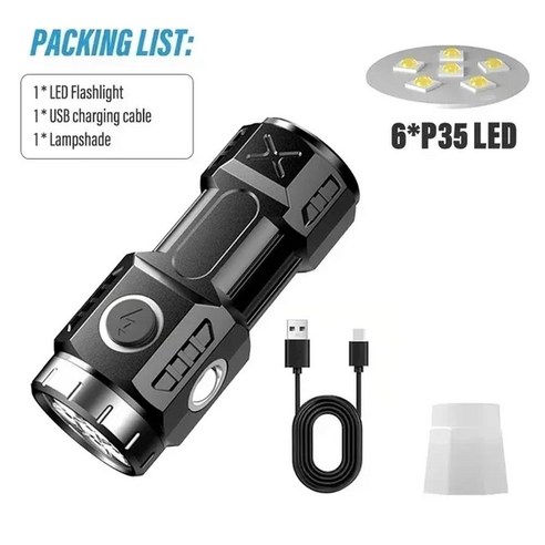고출력 충전식 손전등 미니 토치 방수 테일 자석, 1개, 1.6LED