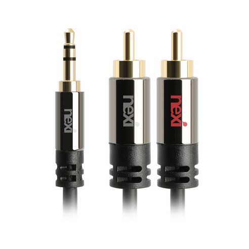 넥시 3.5mm 스테레오 AUX 1ST 2RCA 케이블 1m NX943, NX-1S2R-010, 혼합색상, 1개