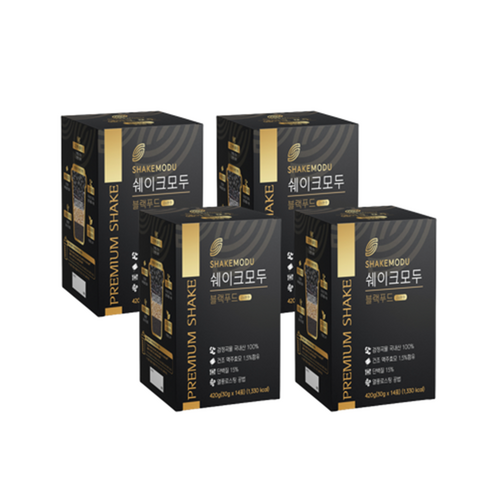 쉐이크모두 국산 블랙푸드 420g(30g x 14포) 서리태 맥주효모 선식 단백질쉐이크, 420g, 4개