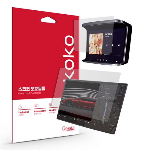 스코코 테슬라 모델S모델S 플래드 네비게이션+리어 후석 모니터 저반사 보호필름 2종, 모델S 2023, 올레포빅 네비게이션+올레포빅 후석 모니터