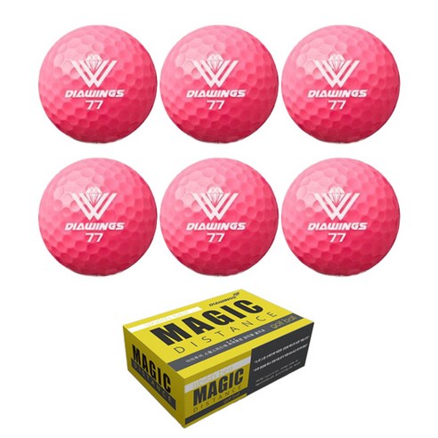 다이아윙스 고반발 비거리전용 장타 골프공 M2 선물 박스포장, 핑크, 6개입, 1개