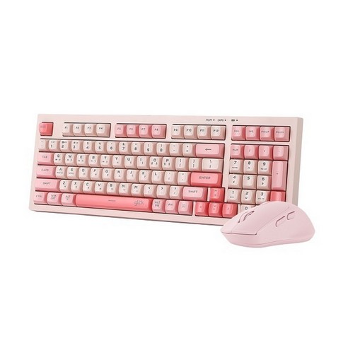 지클릭커 오피스프로 WMK50 사일런스 M 98 무선 키보드 마우스 세트, 일반형, Pink