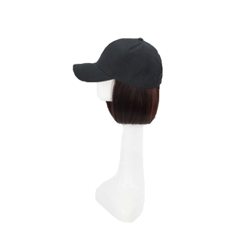 에이플랫 일체형 보브단발 야구 모자가발 W13sh, 블랙모자, 다크브라운 모발, 1개