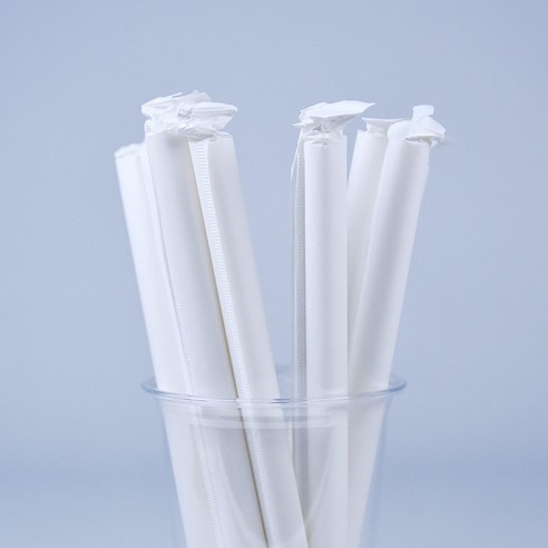 대성산업 개별 종이 스트로우 흰색 12 x 210 mm, 1개, 250개