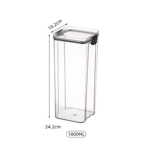 ZHICHENG가정집 밀봉 탱크 식품급 방습 식량 곡물 저장 탱크 저장탱크 주방 오곡 잡곡 수납함, 1800ML 투명 블랙 탭