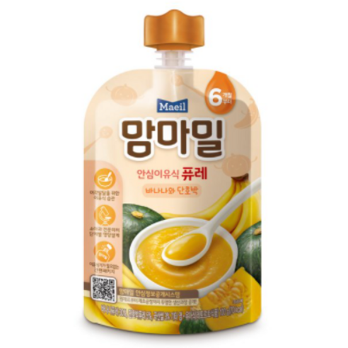 맘마밀 안심 이유식 퓨레 6개월부터, 바나나 + 단호박 혼합맛, 43개