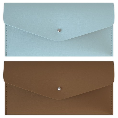 소이믹스 지갑형 가죽 용돈봉투 감사봉투 상품권봉투 돈봉투 2종 세트, 블루+카멜