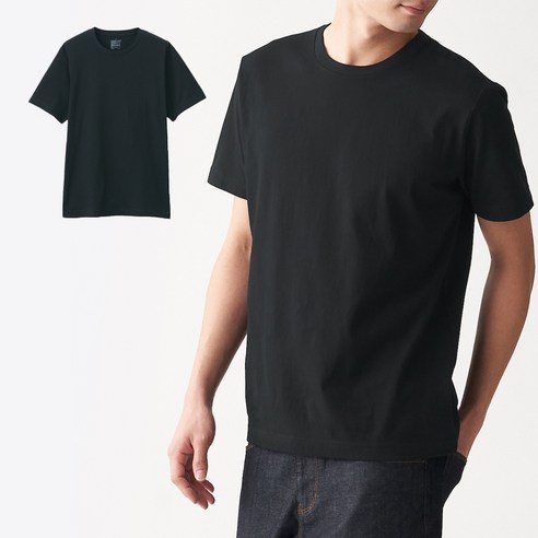 무인양품 MUJI 남성 면 저지 크루넥 반소매 티셔츠 2장 ABA01A0S