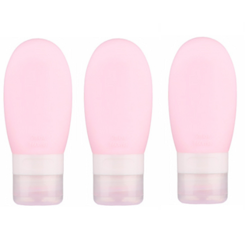 27리빙 말랑말랑 여행용 실리콘 용기, 3개, 핑크 60ml