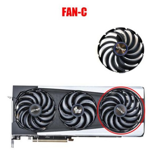 노트북쿨러 냉각팬 호환 오리지널 사파이어 그래픽 카드 GPU NITRO AMD Radeon RX 6700 6800 6900 XT 87mm 95mm RX6900, 2) 1PCS