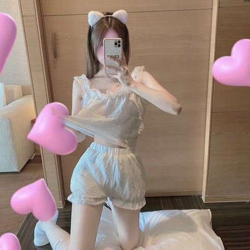 가을 겨울 긴팔 레이스 잠옷 2종 세트 커플 패밀리 잠옷