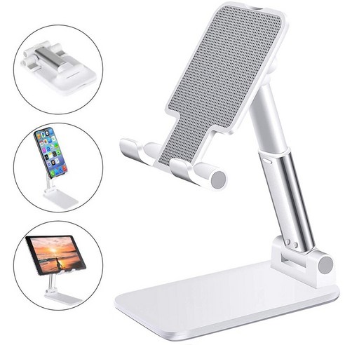 [XIG] 새로운 책상 휴대 전화 홀더 스탠드 아이폰 iPad Xiaomi 조정 가능한 데스크탑 태블릿 홀더 유니버설 테이블 휴대 전화 스탠드, Pro White