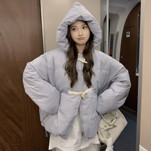 CSQHG 여성 겨울 러블리 후드 떡볶이 토글버튼 숏패딩 2color