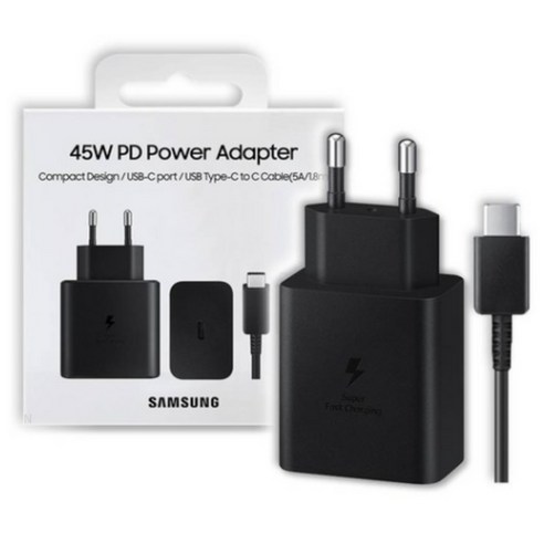 삼성전자 45W PD 초고속 충전기 절전형 + (USB C to C 케이블 1.8m 세트, 블랙, 1세트