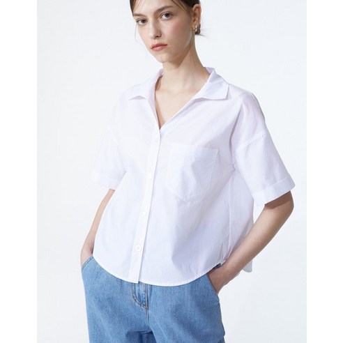 [아떼 바네사브루노] [[23SS]] WVBL3B271WT [populet]화이트 단색 면 반팔블라우스