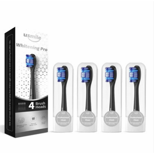 Usmile 유스마일 전동칫솔 전용 스마트 화이트닝 프로 리필 칫솔모, 블랙, 4개입