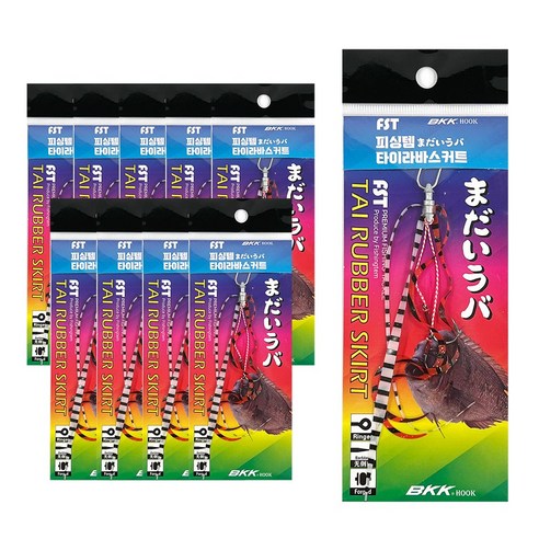 FST 참돔 싹쓸이 타이라바 나카이튠 스커트 채비 1P x [10개], 레드지브라&화이트지브라