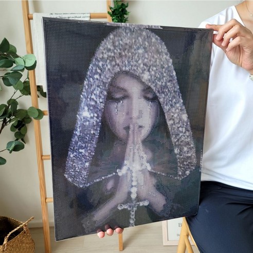 콘티 보석십자수 캔버스형 50x40cm HD 고화질, 1개, 49. C74 기도여인