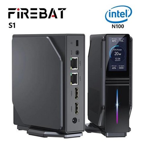 FIREBAT S1 미니 PC 알더 레이크 N100 12 세대 16GB 512GB DDR4 미니 PC 게이머 데스크탑 WiFi5 BT4.2 컴퓨터 RGB 시각화, 1) 16GB-512GB EU