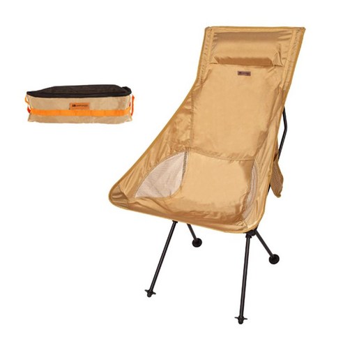 낚시 그림 비치 피크닉을 위한 머리 받침과 가방 캠핑 좌석이 있는 높은 등받이가 있는 가벼운 접는 의자, 59x71x96.5cm 펼쳐짐, 900D 옥스포드 천, 노란 카키색