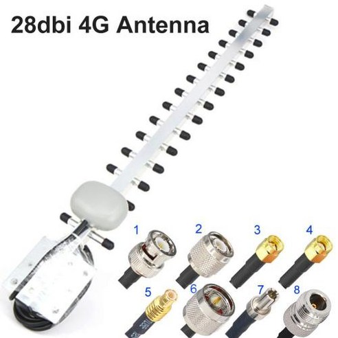 모뎀 4G 부스터 28dbi N 야기 1.5m TNC RG58 타입 안테나 지향성 플러그 MCX 앰프 LTE 야외용 TS9, 1개, 4) 8 N Female