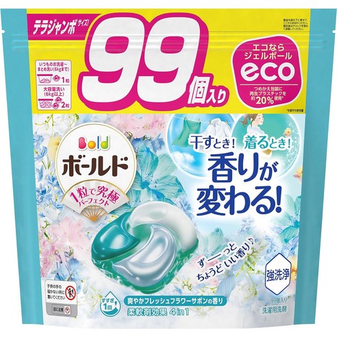 일본 보르도 캡슐 세탁세제 젤볼 타입 사봉 향 4D 99개입, 100개, 1개