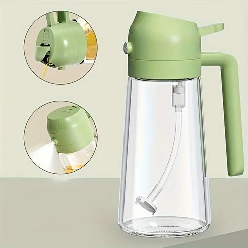 Oyoson 2way 풀색 오일스프레이 유리 오일분무기 고급형, 3개, 470ml