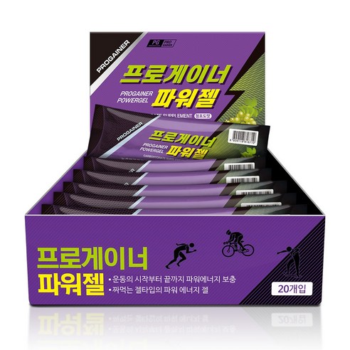 프로게이너 파워젤 청포도맛 2박스 40포 자전거 마라톤 등산 라이딩 철인3종 에너지젤 스포츠젤, 800g, 2개