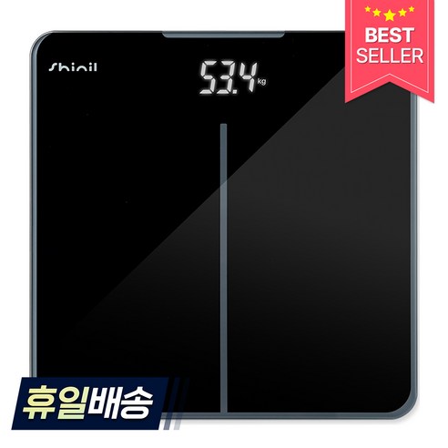 신일 전자식 강화유리 정밀 센서 슬림 체중계 6mm, -체중계-블랙, 1개