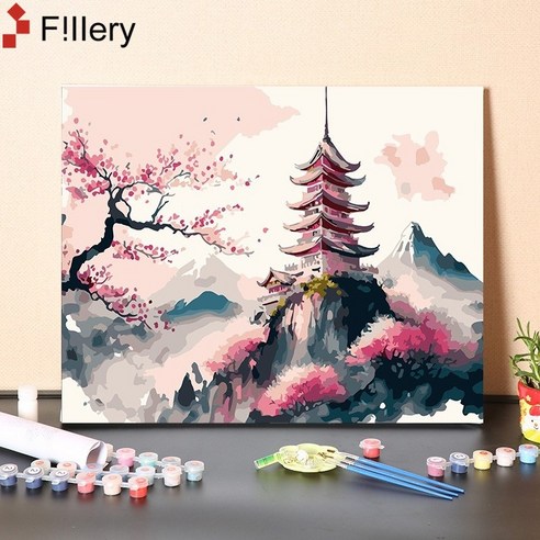 FiIIery DIY명화그리기 피포페인팅 풍경화 인물화그리기 그림그리기 세트 40 x 50cm, 24-풍경화 A, 1개