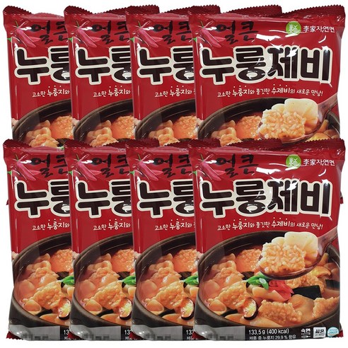 이가자연면 얼큰 누룽제비 수제비, 133.5g, 8개