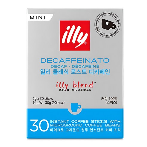 일리 클래식 로스트 디카페인 미니 커피스틱, 1g, 30개입, 1개