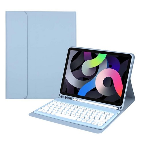 [시요] 젤리 빗 충전식 무선 키보드 태블릿 키보드 케이스 아이패드용 아이패드 에어 2 3 4 프로 11 미니 블루투스 호환, pro11 2020 2018, Blue keyboard, pro11 2020 2018