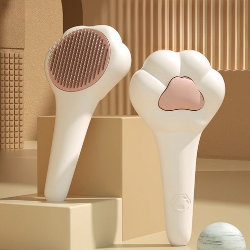 럭키펫 고양이 강아지 힐링 원터치 귀요미 마사지 장모단모 공용 브러쉬, 1개