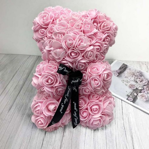 [LOVE MQ] 25cm 빨간 곰 인공 비누 장미 Teddi 곰 영원한 장미 꽃 크리스마스 발렌타인 선물 여자 친구 드롭 배송, 25cm 박스 없음