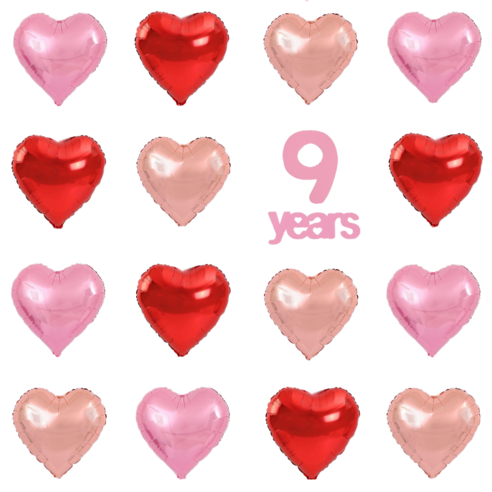 파파 파티 하트 풍선 세트 기념일 생일 포토월 DIY, 1세트, 레드6/핑크6/로즈골드6 + 9years